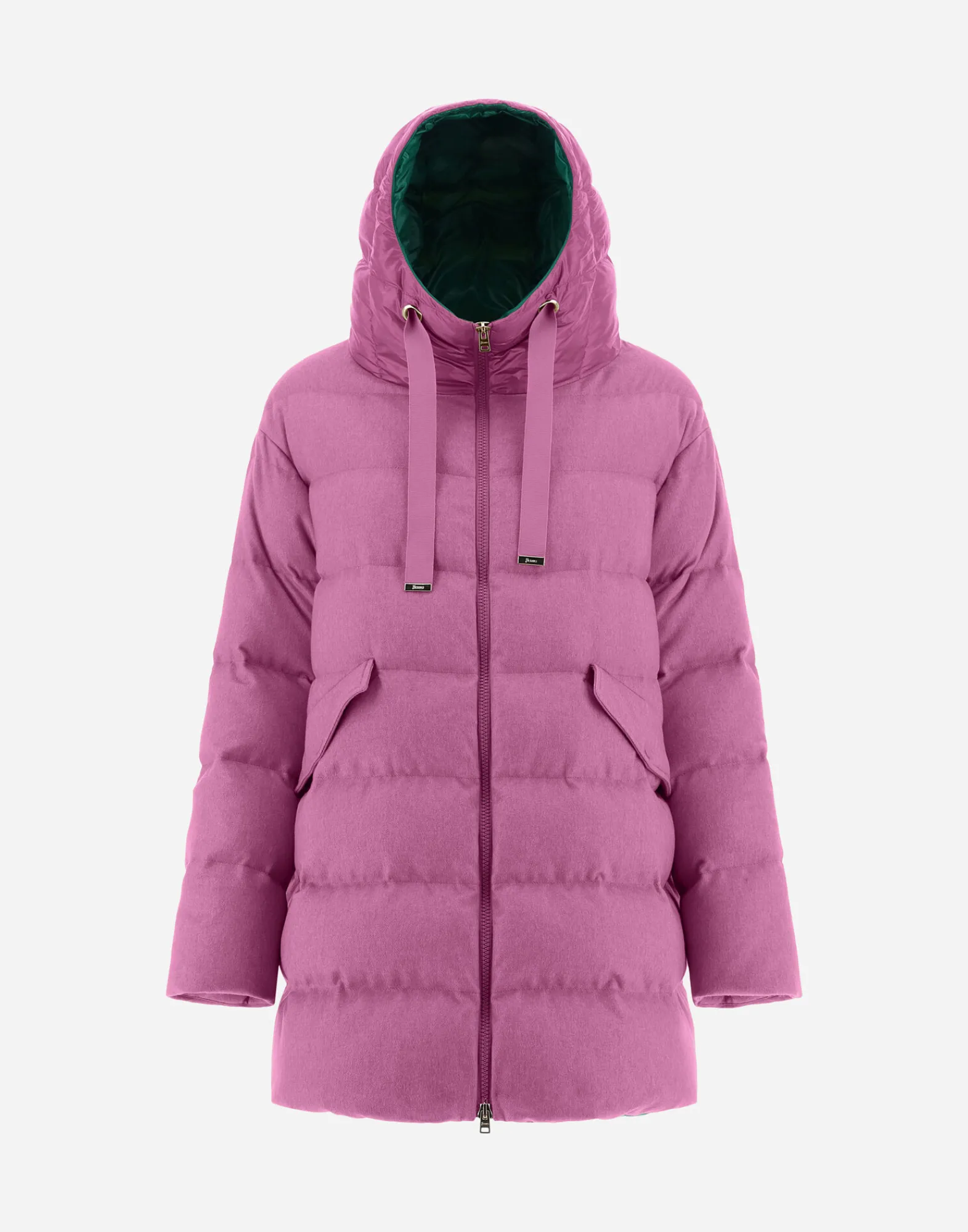 Herno Lange Daunenjacken-A-Formige Jacke Aus Kaschmir Und Seide