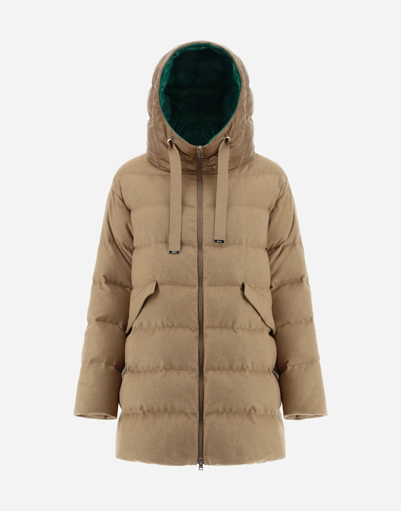 Herno Lange Daunenjacken-A-Formige Jacke Aus Kaschmir Und Seide