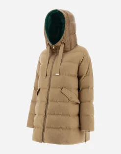 Herno Lange Daunenjacken-A-Formige Jacke Aus Kaschmir Und Seide