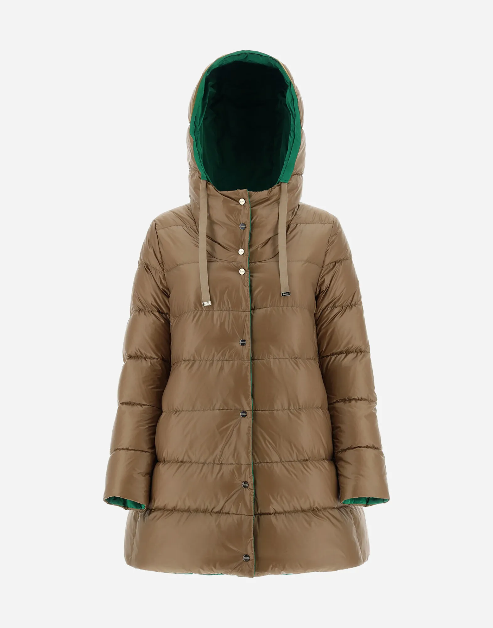 Herno Lange Daunenjacken-A-Formige Wendejacke Aus Nylon Ultralight Und New Techno Taft