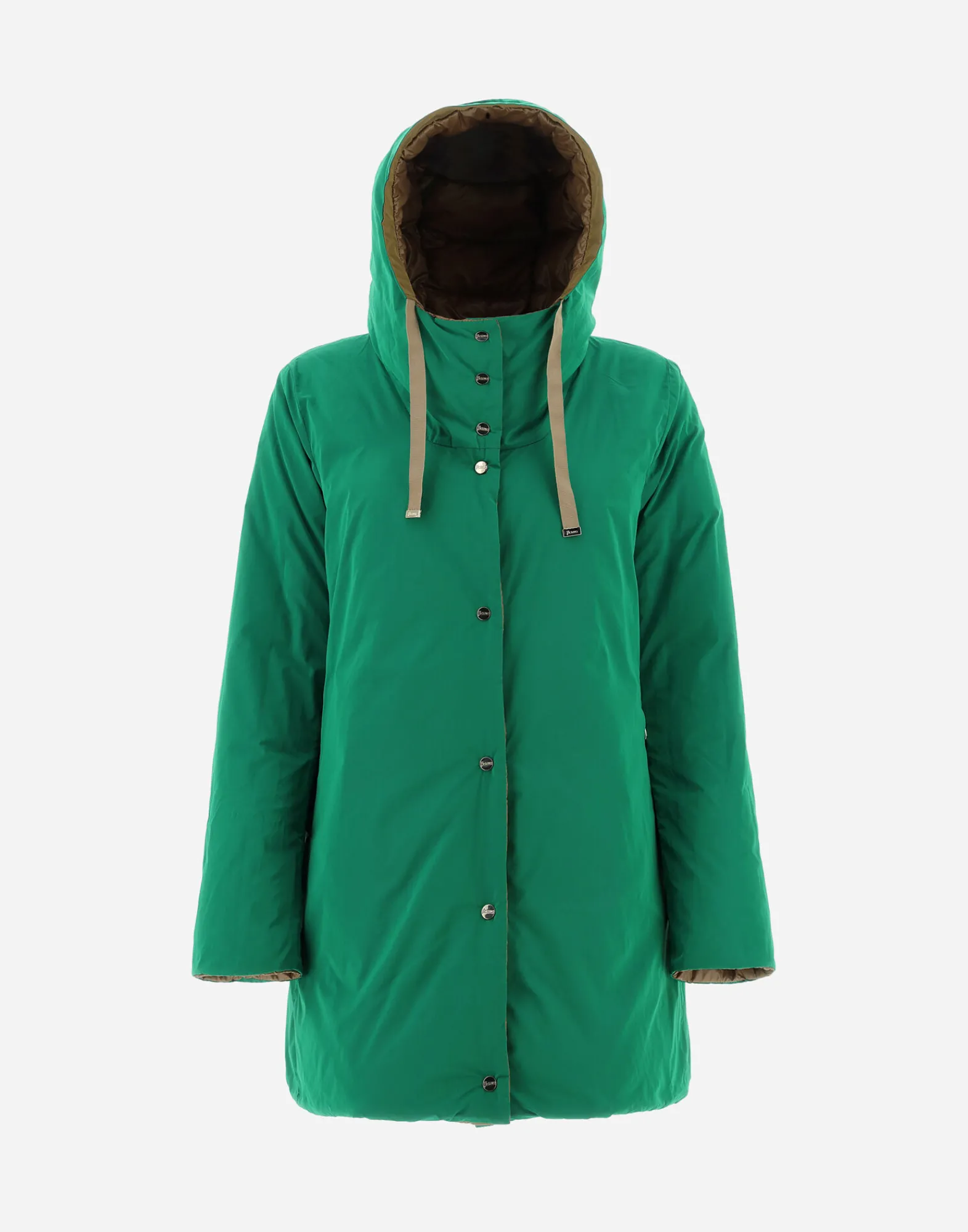 Herno Lange Daunenjacken-A-Formige Wendejacke Aus Nylon Ultralight Und New Techno Taft