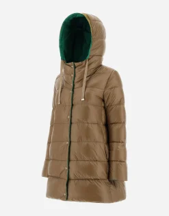 Herno Lange Daunenjacken-A-Formige Wendejacke Aus Nylon Ultralight Und New Techno Taft