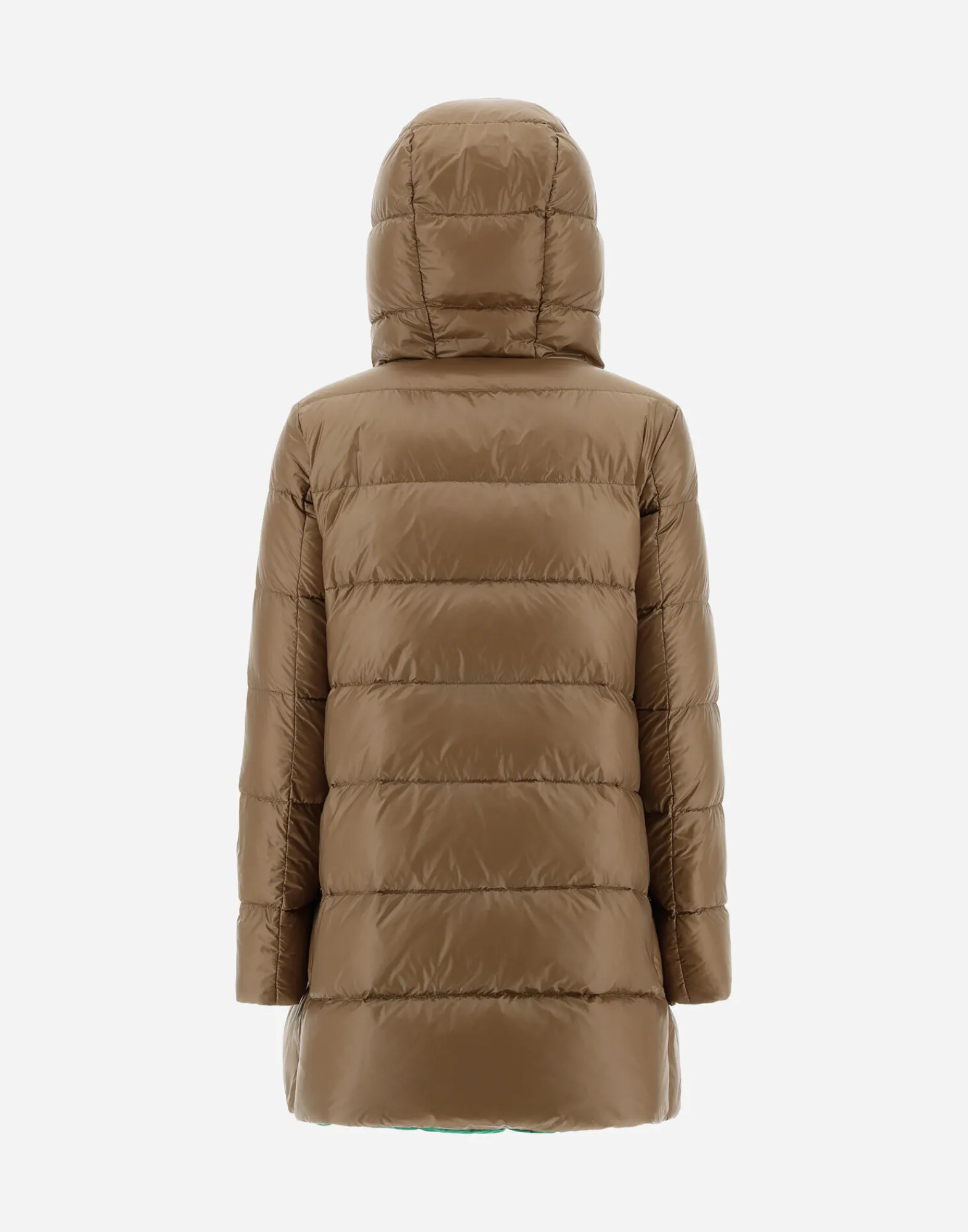 Herno Lange Daunenjacken-A-Formige Wendejacke Aus Nylon Ultralight Und New Techno Taft