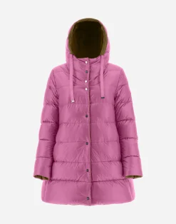Herno Lange Daunenjacken-A-Formige Wendejacke Aus Nylon Ultralight Und New Techno Taft
