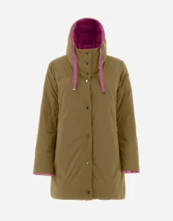Herno Lange Daunenjacken-A-Formige Wendejacke Aus Nylon Ultralight Und New Techno Taft