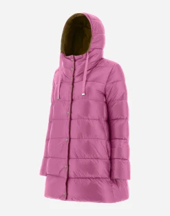 Herno Lange Daunenjacken-A-Formige Wendejacke Aus Nylon Ultralight Und New Techno Taft