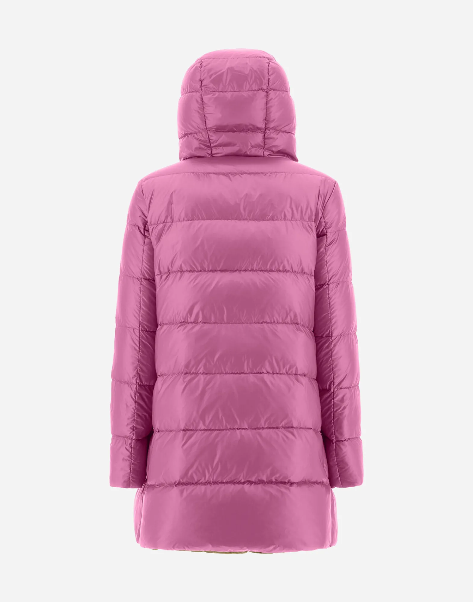 Herno Lange Daunenjacken-A-Formige Wendejacke Aus Nylon Ultralight Und New Techno Taft