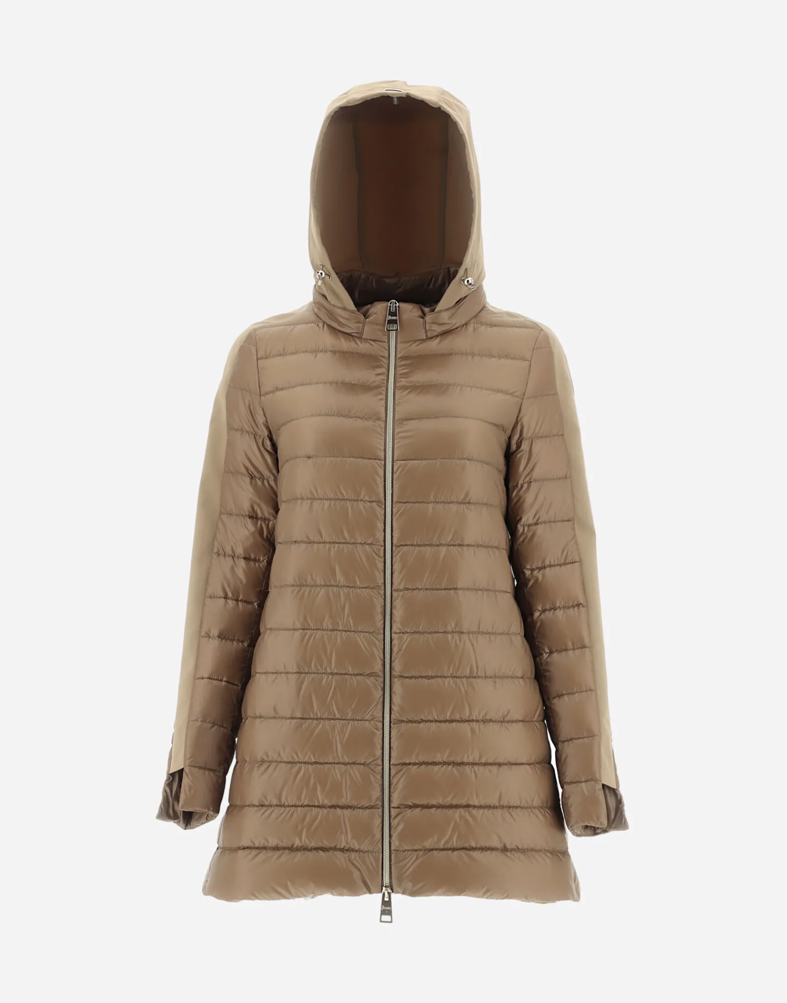 Herno Lange Daunenjacken-A-Form-Jacke Aus Nylon Ultralight Mit Shantung Details