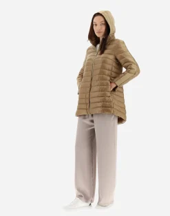 Herno Lange Daunenjacken-A-Form-Jacke Aus Nylon Ultralight Mit Shantung Details