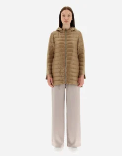 Herno Lange Daunenjacken-A-Form-Jacke Aus Nylon Ultralight Mit Shantung Details