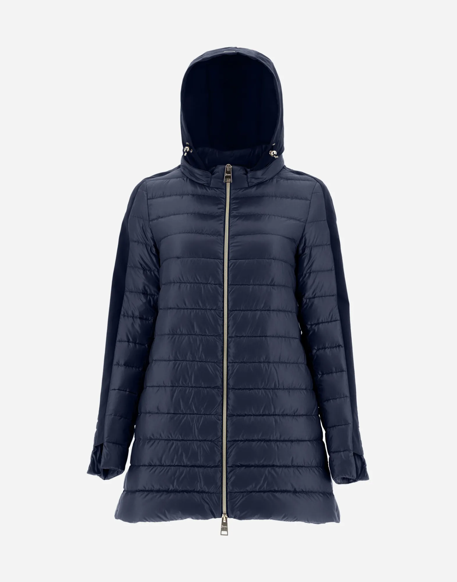 Herno Lange Daunenjacken-A-Form-Jacke Aus Nylon Ultralight Mit Shantung Details