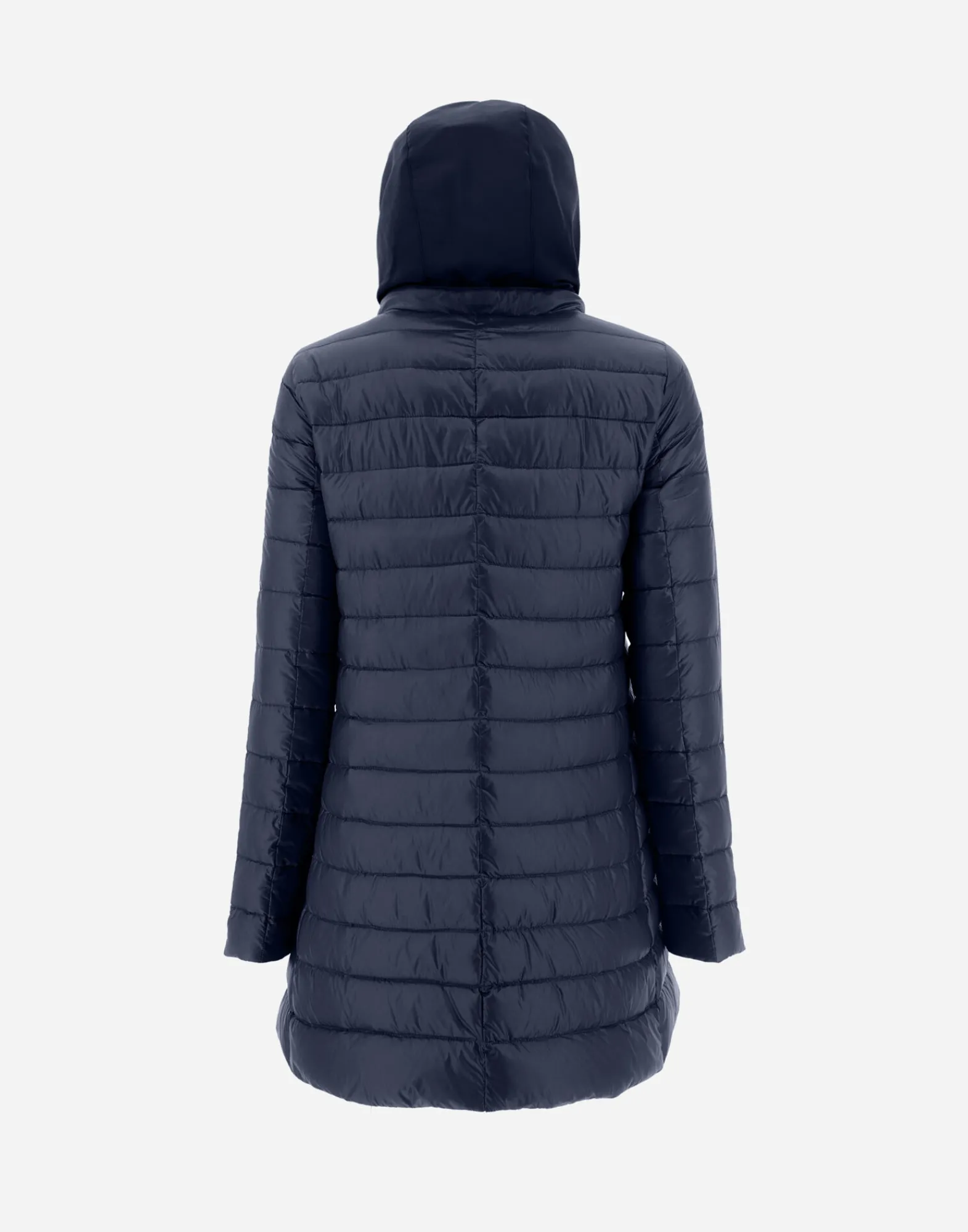 Herno Lange Daunenjacken-A-Form-Jacke Aus Nylon Ultralight Mit Shantung Details