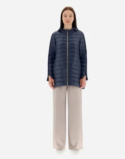 Herno Lange Daunenjacken-A-Form-Jacke Aus Nylon Ultralight Mit Shantung Details