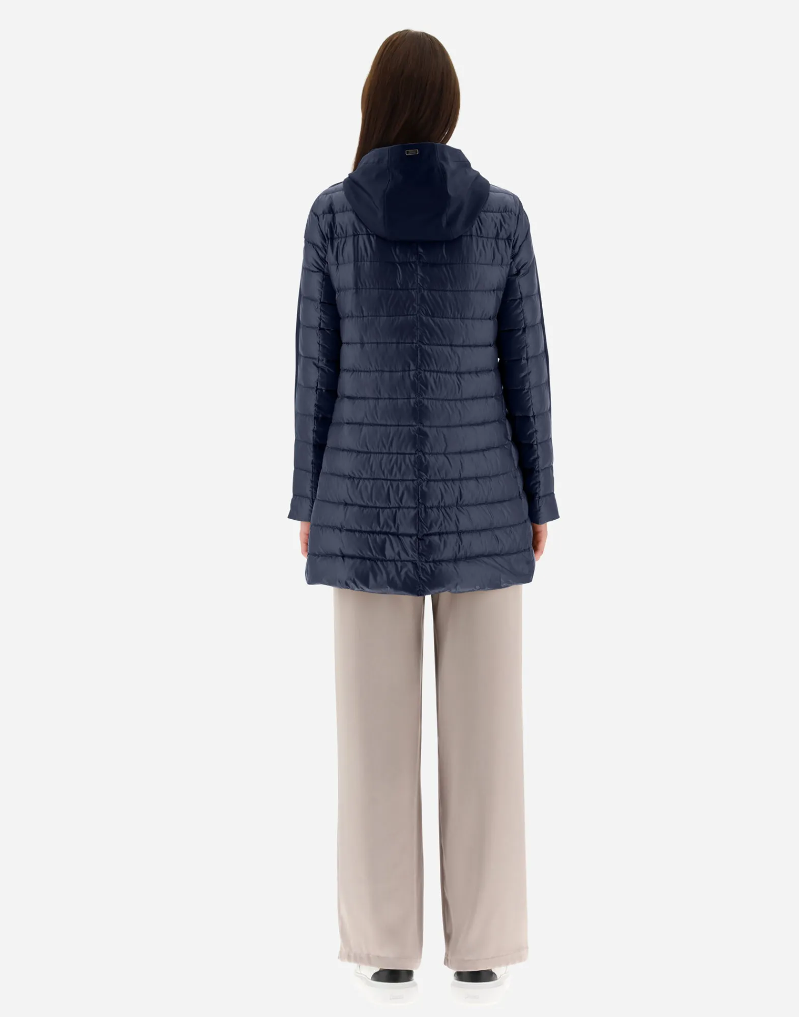 Herno Lange Daunenjacken-A-Form-Jacke Aus Nylon Ultralight Mit Shantung Details