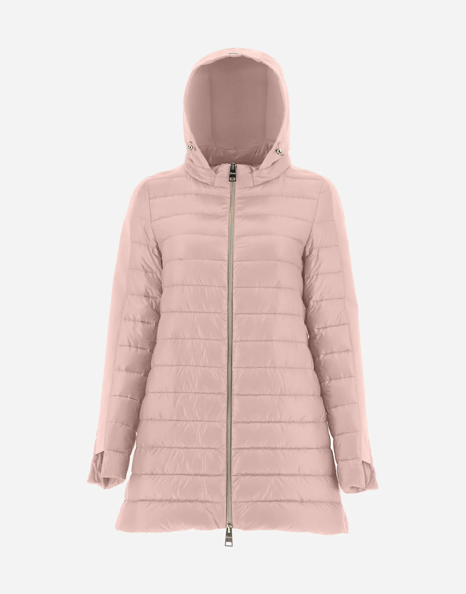 Herno Lange Daunenjacken-A-Form-Jacke Aus Nylon Ultralight Mit Shantung Details
