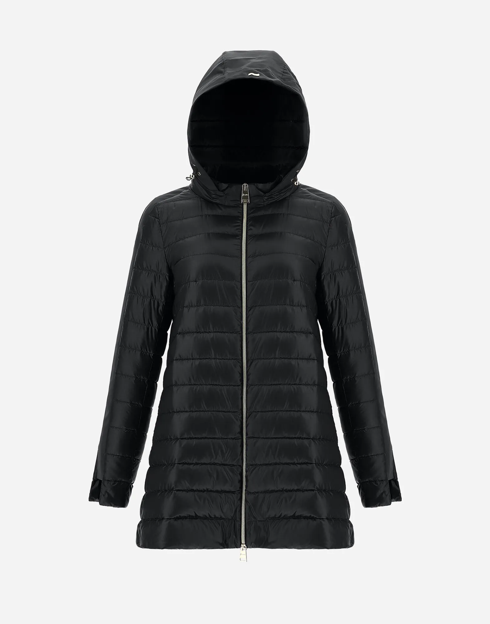 Herno Lange Daunenjacken-A-Form-Jacke Aus Nylon Ultralight Mit Shantung Details