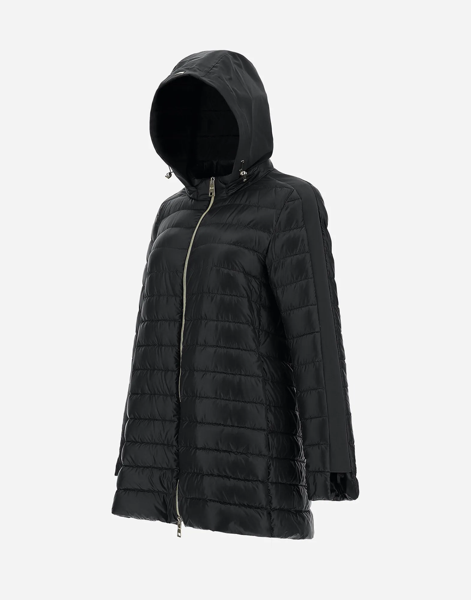Herno Lange Daunenjacken-A-Form-Jacke Aus Nylon Ultralight Mit Shantung Details