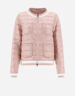 Herno Kurze Daunenjacken-Bombejacke Aus Nylon Ultralight & Gestreiftem Gewebe