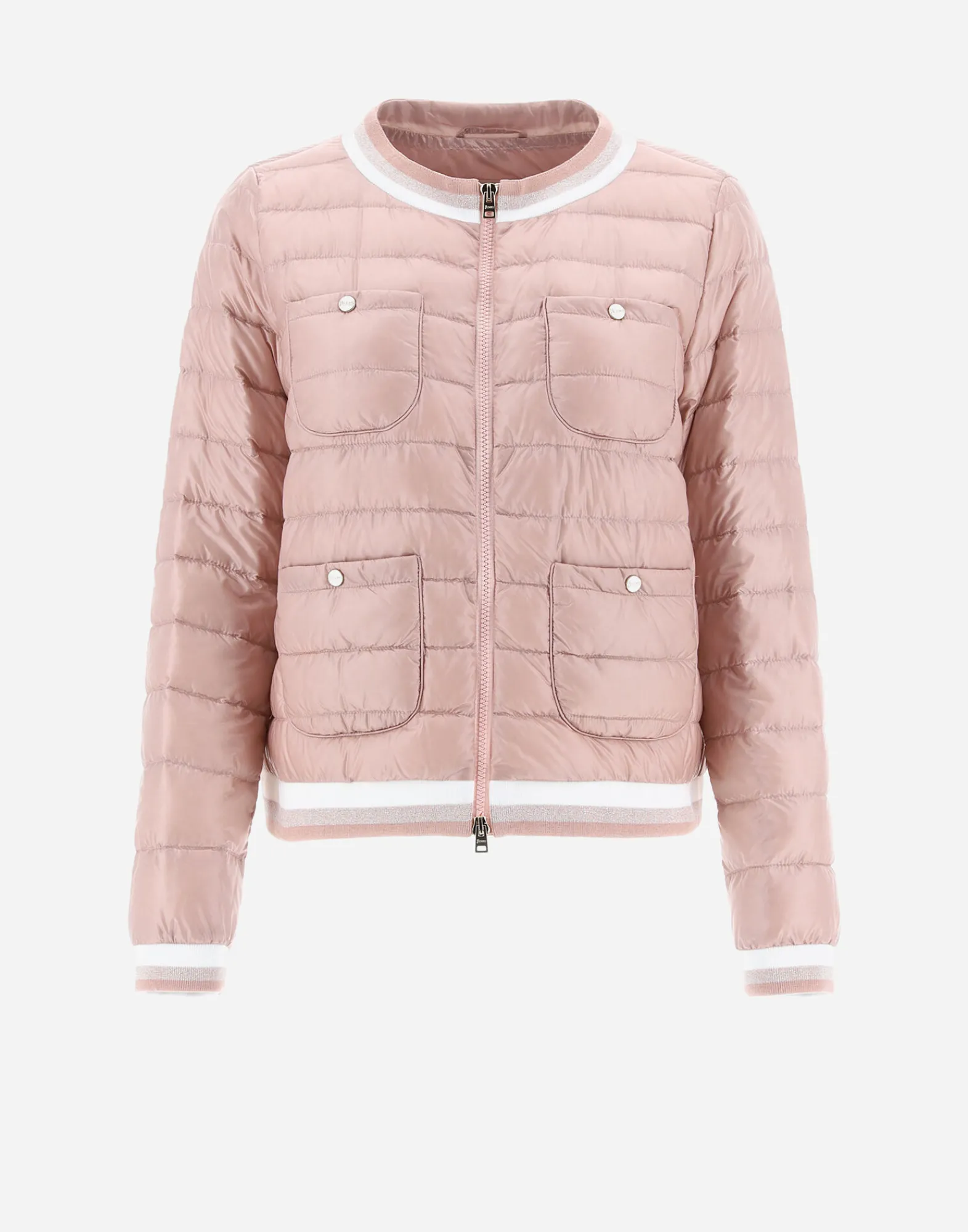 Herno Kurze Daunenjacken-Bombejacke Aus Nylon Ultralight & Gestreiftem Gewebe