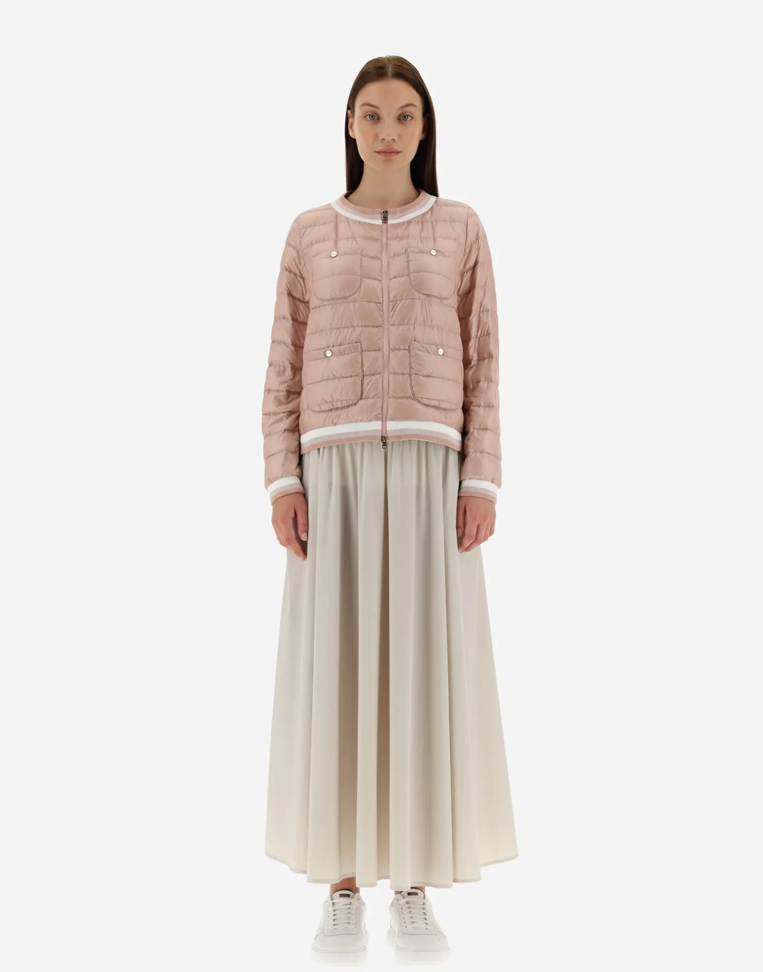 Herno Kurze Daunenjacken-Bombejacke Aus Nylon Ultralight & Gestreiftem Gewebe