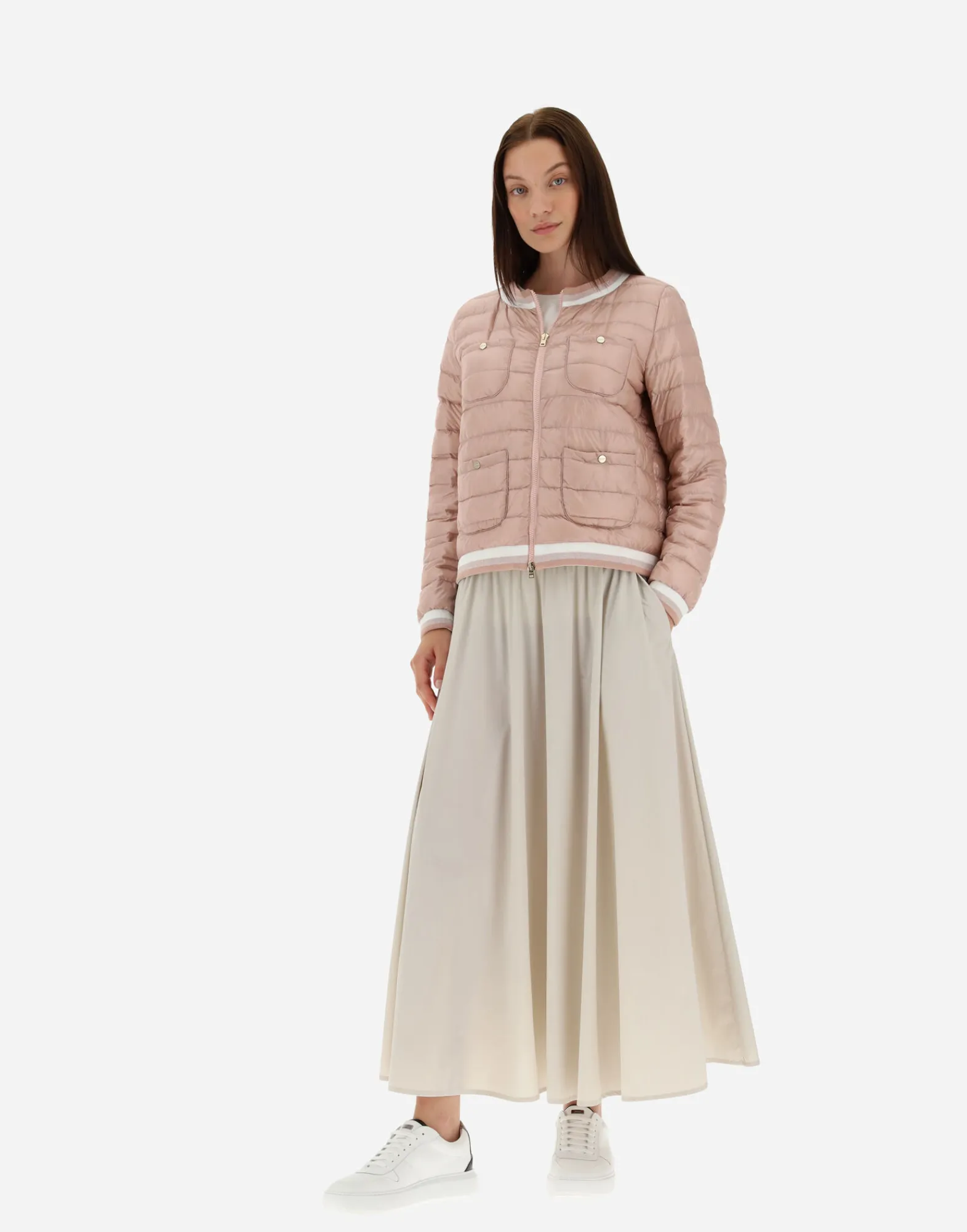 Herno Kurze Daunenjacken-Bombejacke Aus Nylon Ultralight & Gestreiftem Gewebe