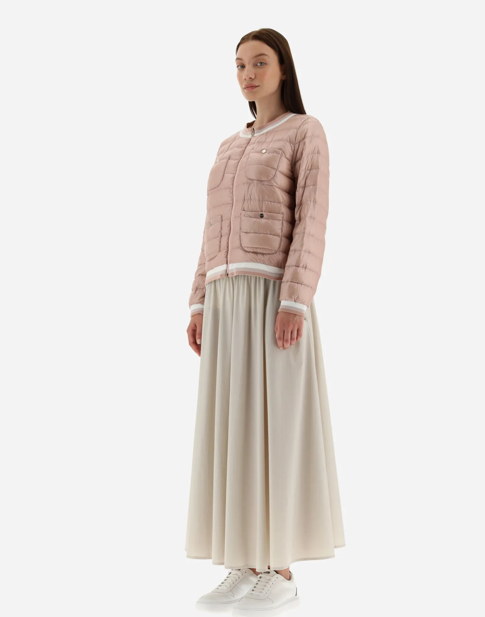 Herno Kurze Daunenjacken-Bombejacke Aus Nylon Ultralight & Gestreiftem Gewebe