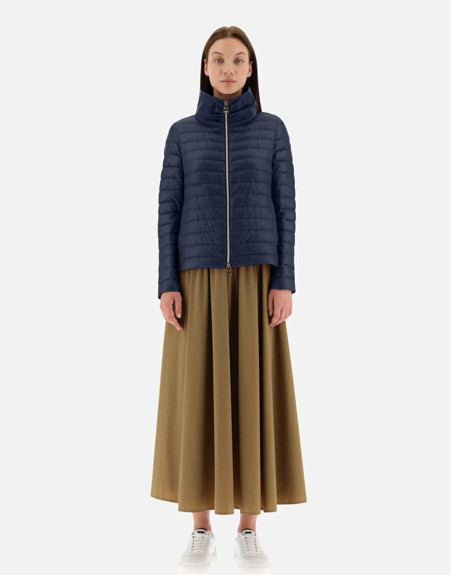 Herno Kurze Daunenjacken-Bomberjacke Aus Nylon Ultralight & New Techno Taft