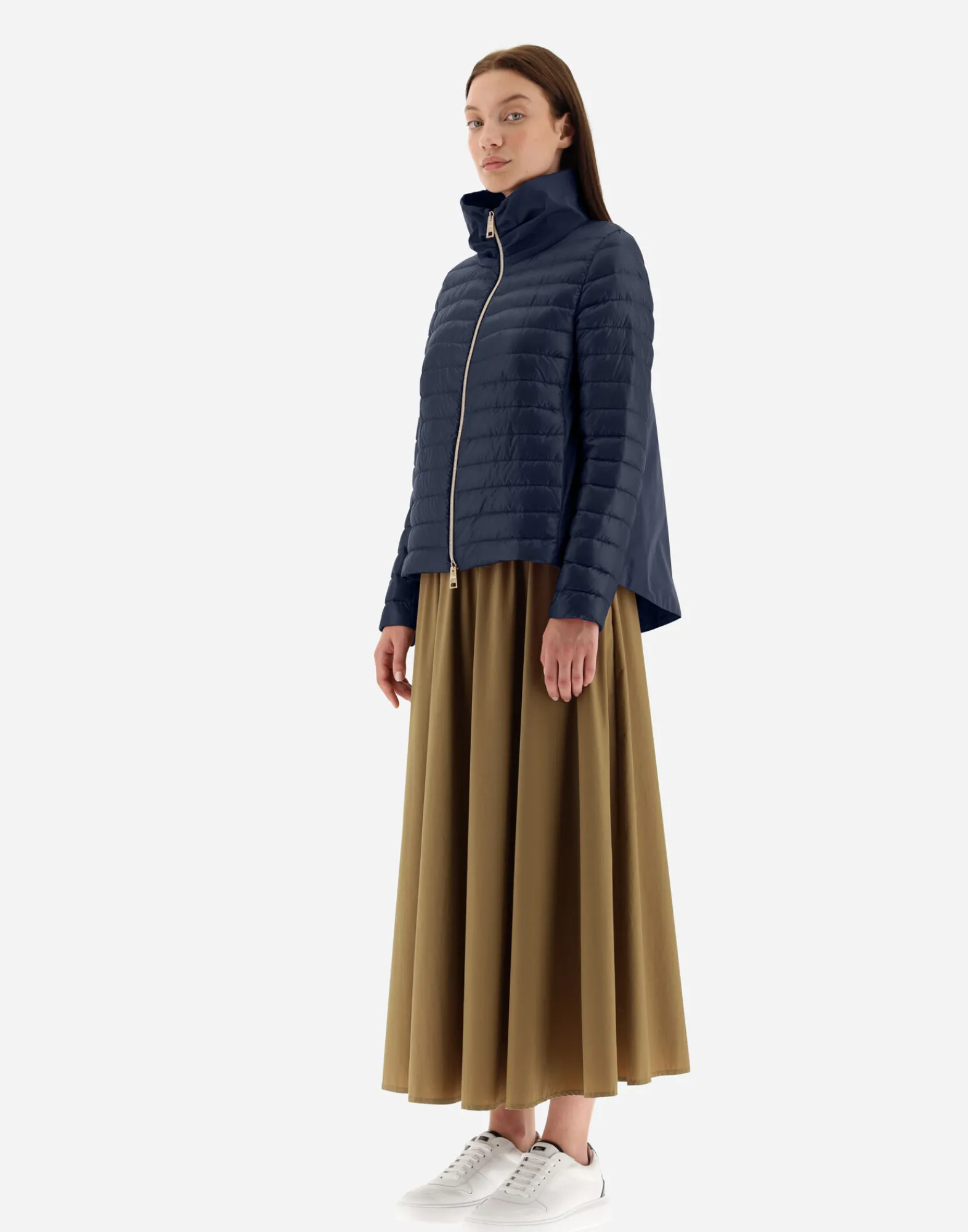 Herno Kurze Daunenjacken-Bomberjacke Aus Nylon Ultralight & New Techno Taft