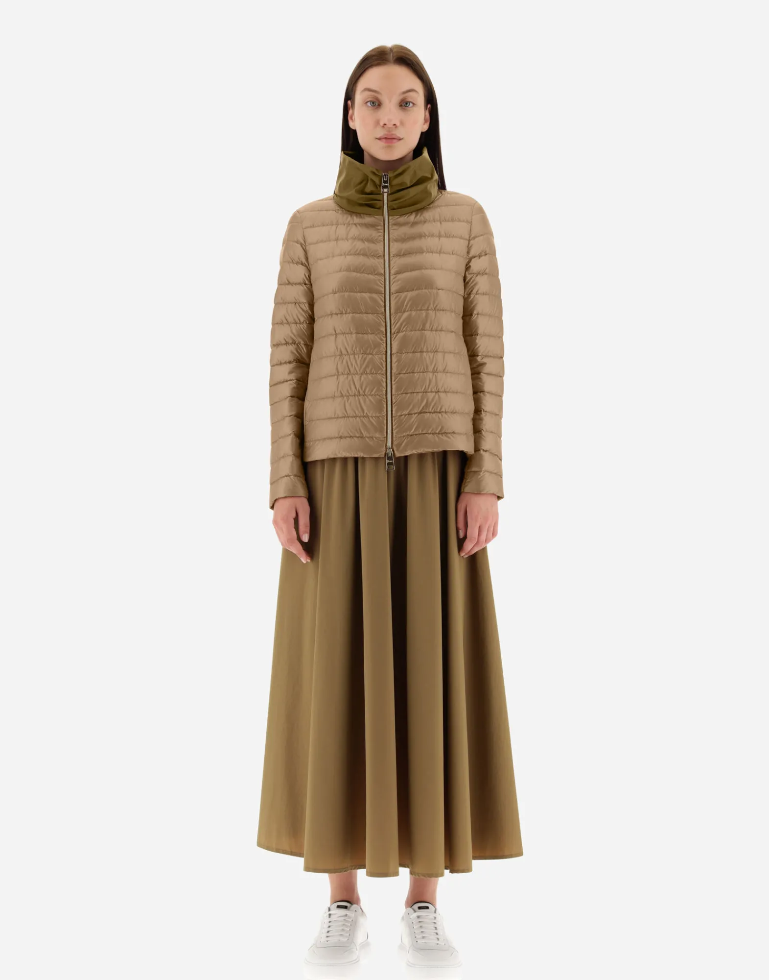 Herno Kurze Daunenjacken-Bomberjacke Aus Nylon Ultralight & New Techno Taft