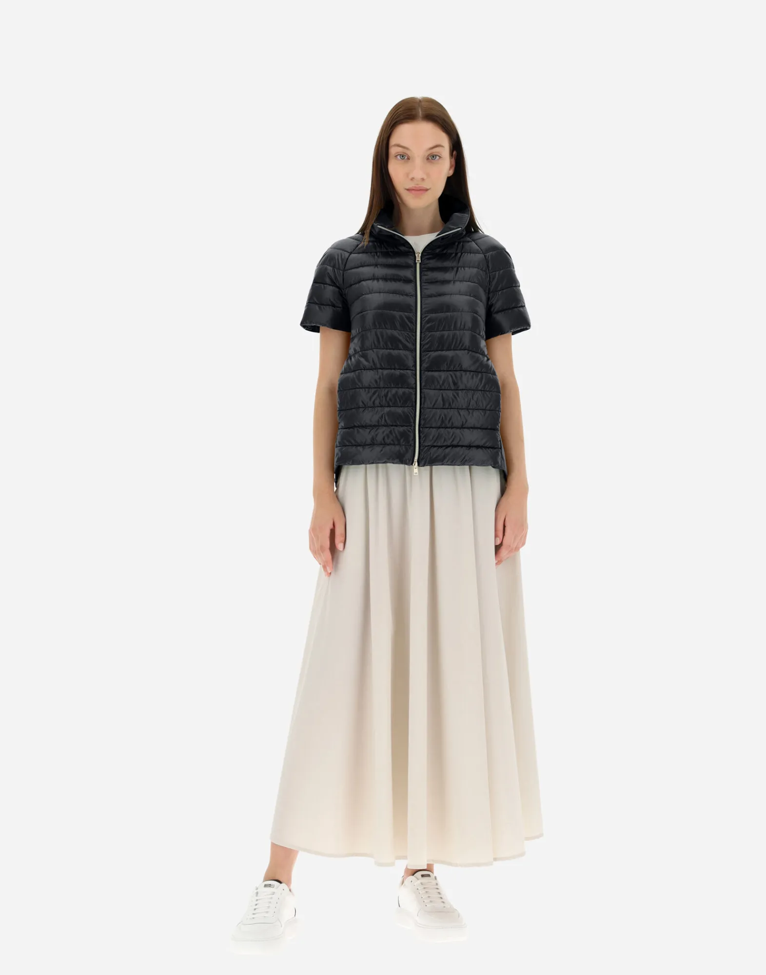 Herno Kurze Daunenjacken-Cape Aus Nylon Ultralight & New Techno Taft