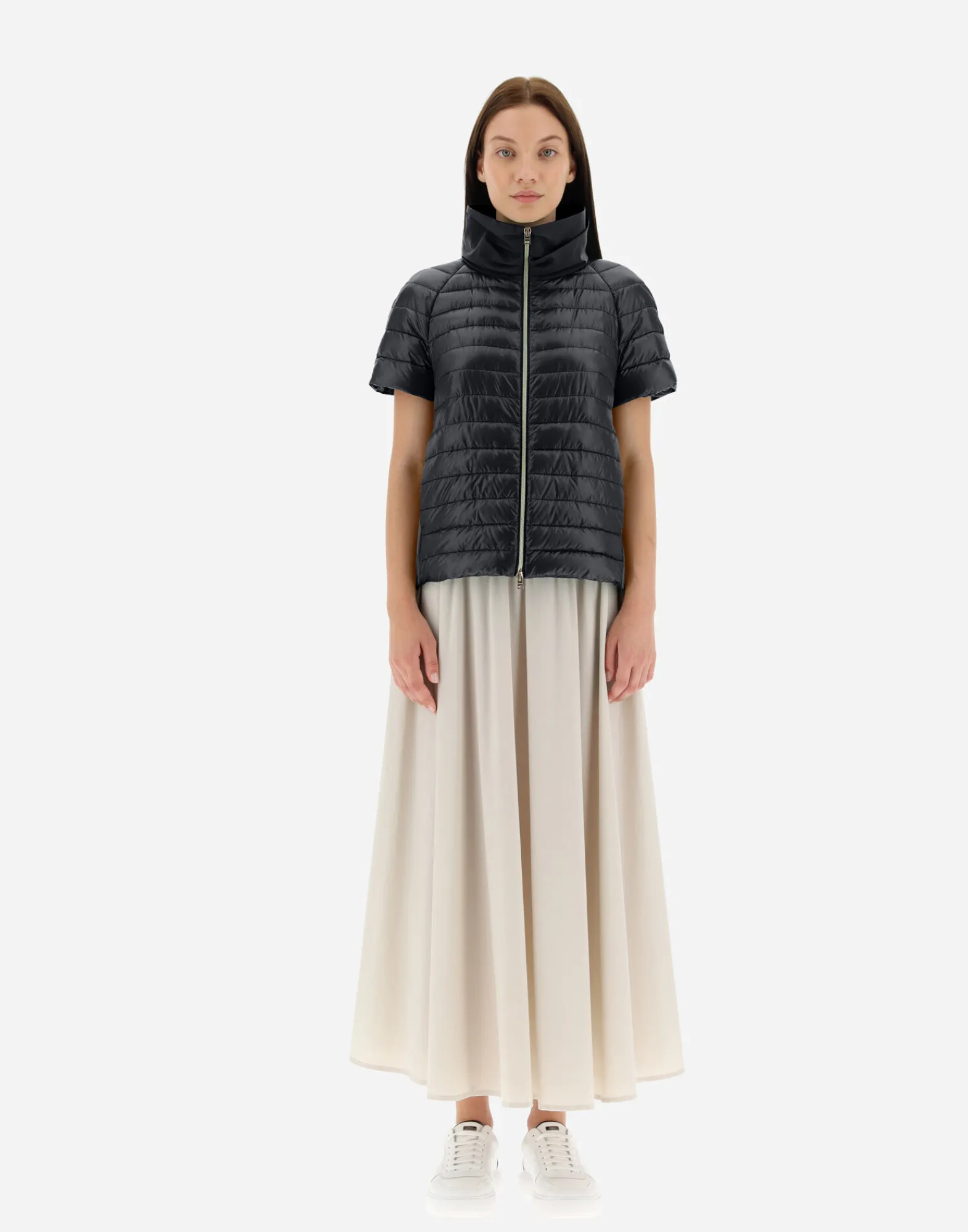 Herno Kurze Daunenjacken-Cape Aus Nylon Ultralight & New Techno Taft