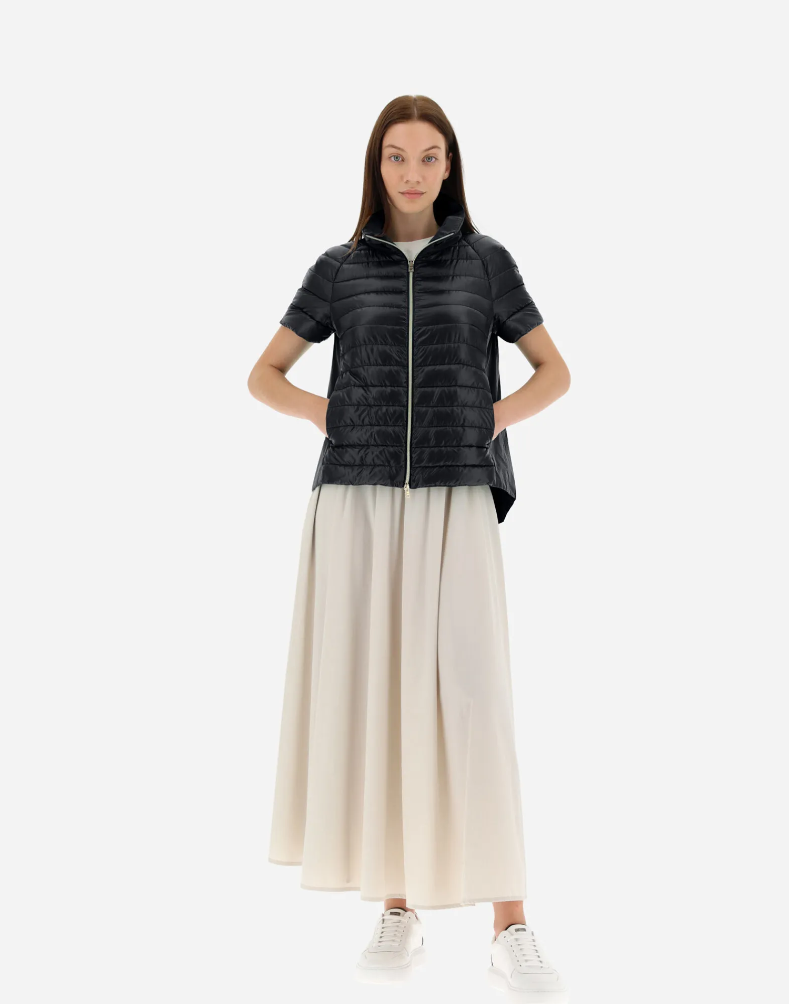 Herno Kurze Daunenjacken-Cape Aus Nylon Ultralight & New Techno Taft
