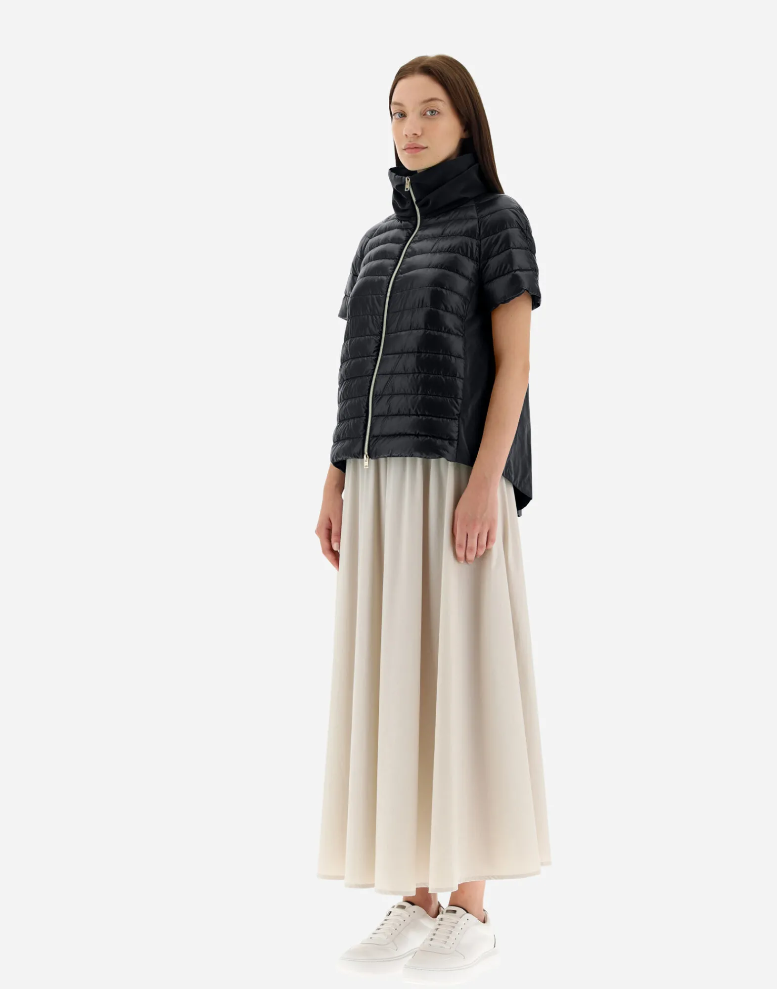 Herno Kurze Daunenjacken-Cape Aus Nylon Ultralight & New Techno Taft