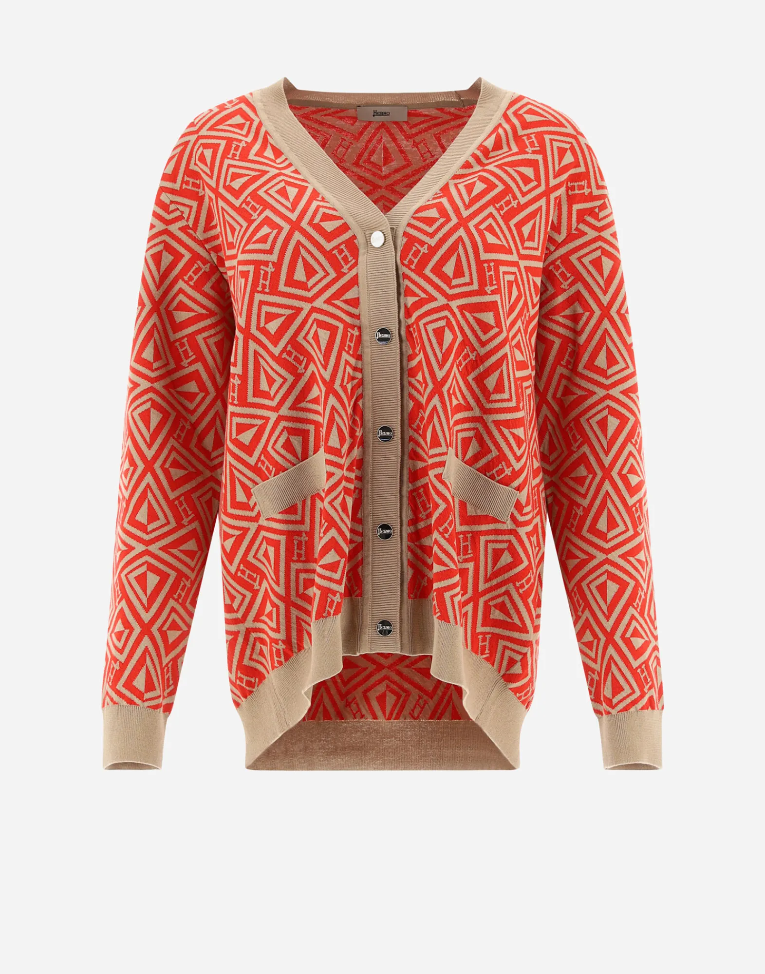 Herno Pullover & Strickjacken-Cardigan Aus Geometric Monogram Jacquard