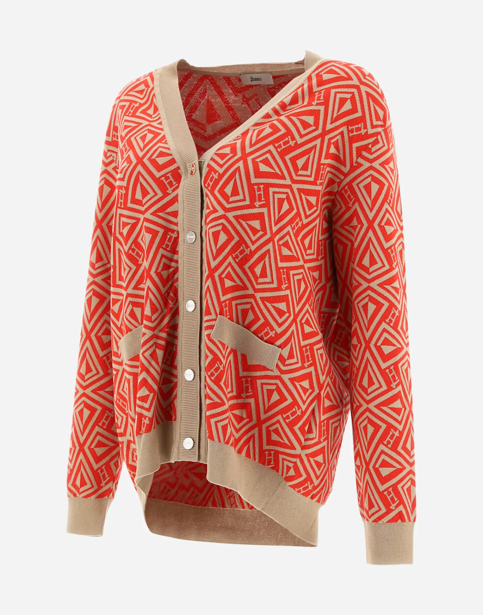 Herno Pullover & Strickjacken-Cardigan Aus Geometric Monogram Jacquard