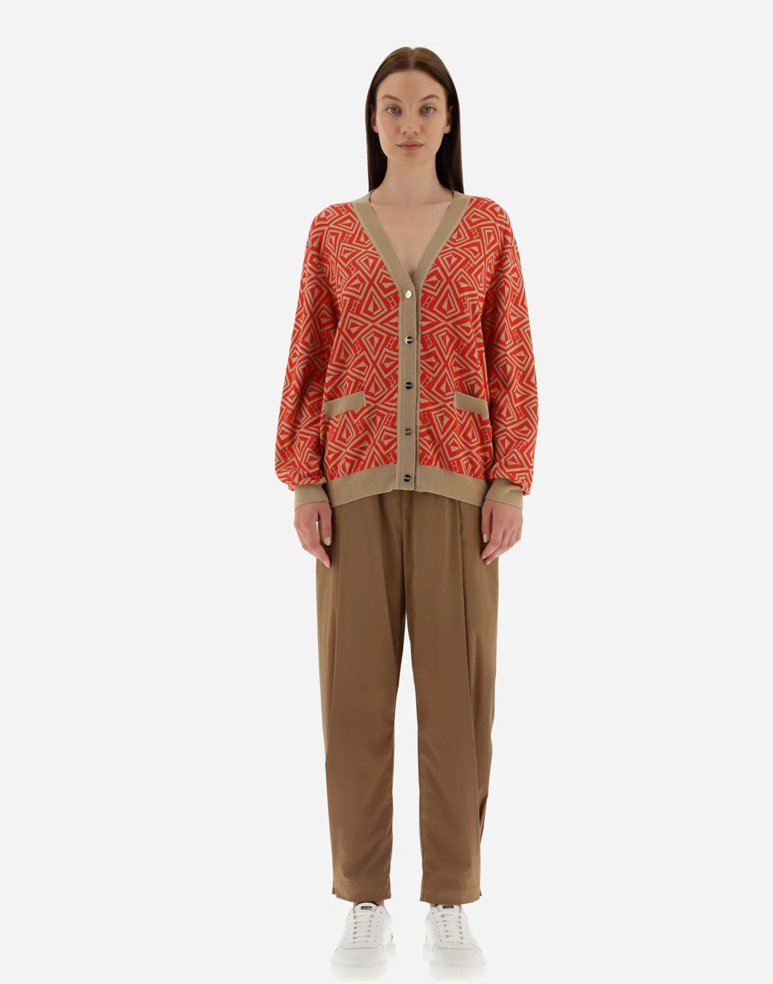 Herno Pullover & Strickjacken-Cardigan Aus Geometric Monogram Jacquard