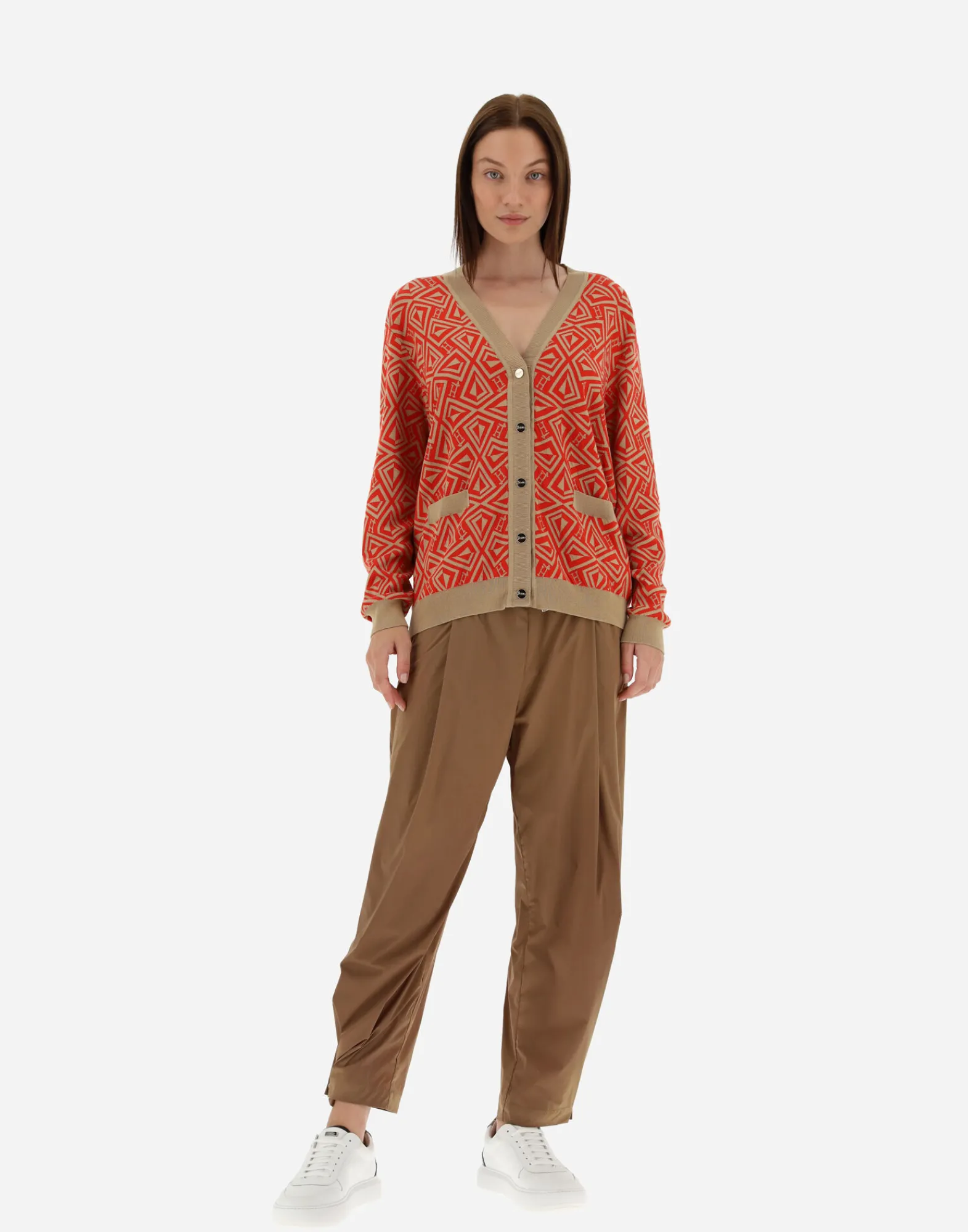 Herno Pullover & Strickjacken-Cardigan Aus Geometric Monogram Jacquard
