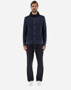 Herno Bomber-Cardigan Aus Zig-Zag Stitch & Plaster