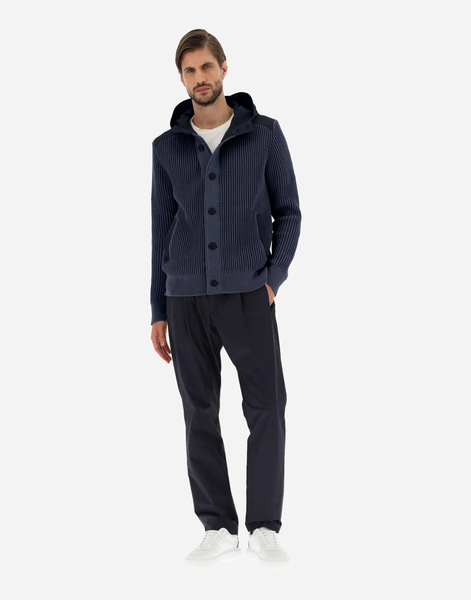 Herno Bomber-Cardigan Aus Zig-Zag Stitch & Plaster