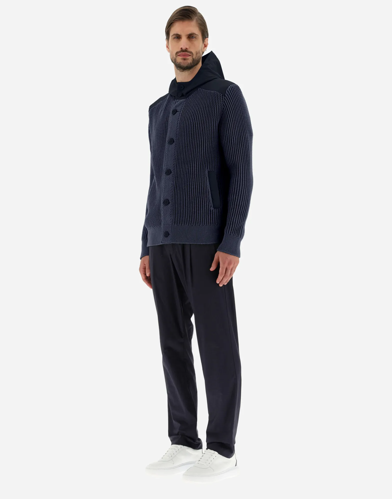 Herno Bomber-Cardigan Aus Zig-Zag Stitch & Plaster