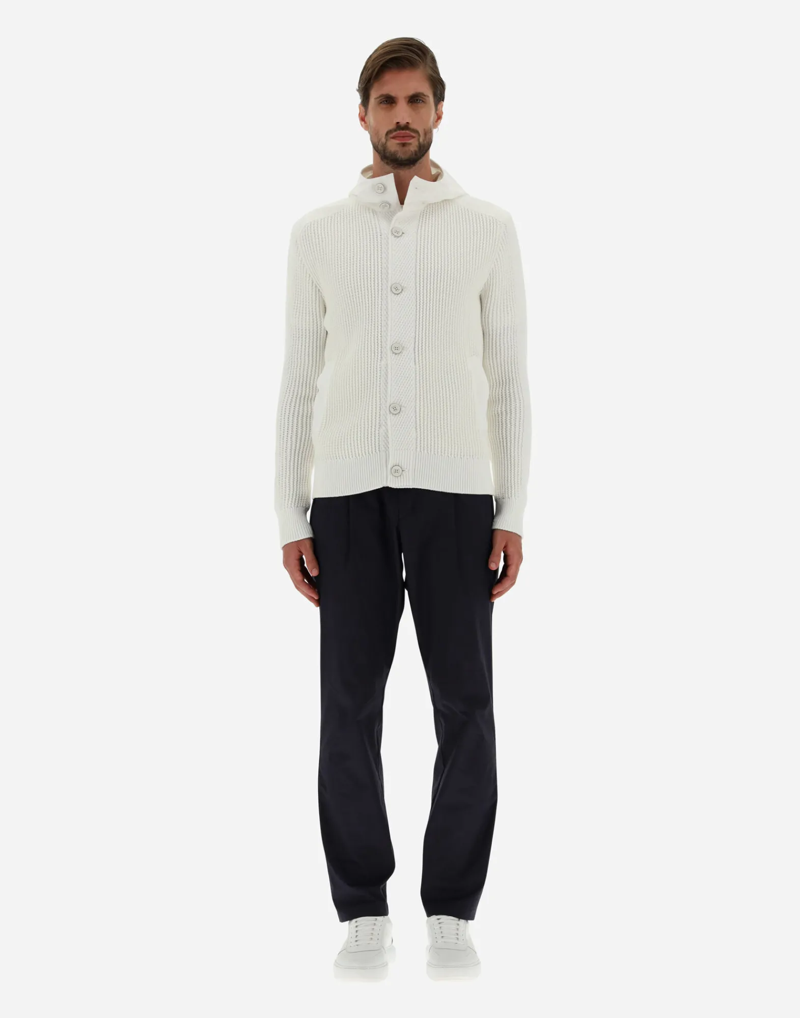 Herno Bomber-Cardigan Aus Zig-Zag Stitch & Plaster