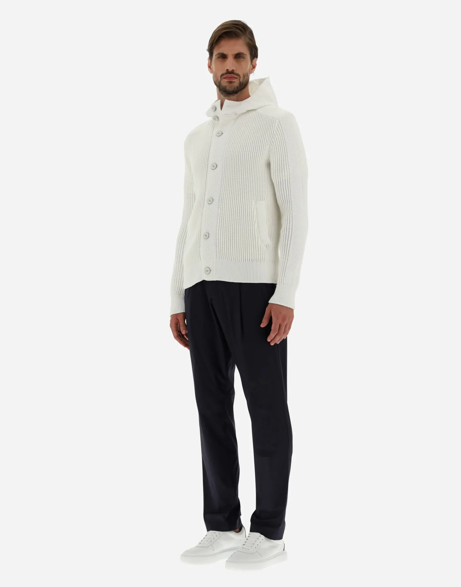 Herno Bomber-Cardigan Aus Zig-Zag Stitch & Plaster