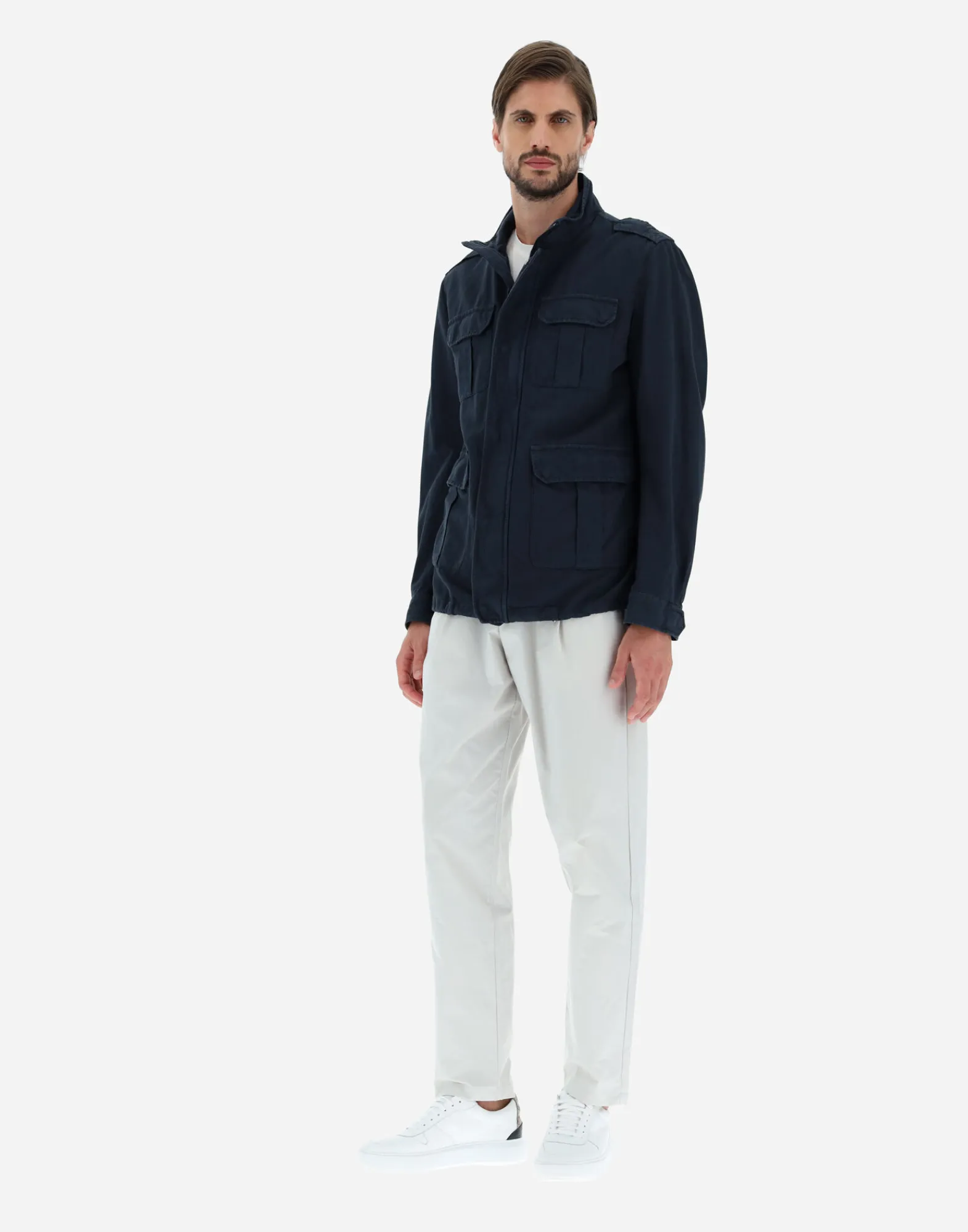 Herno Feldjacke-Feldjacke Aus Stuckgefarbtem Leinen & Baumwolle