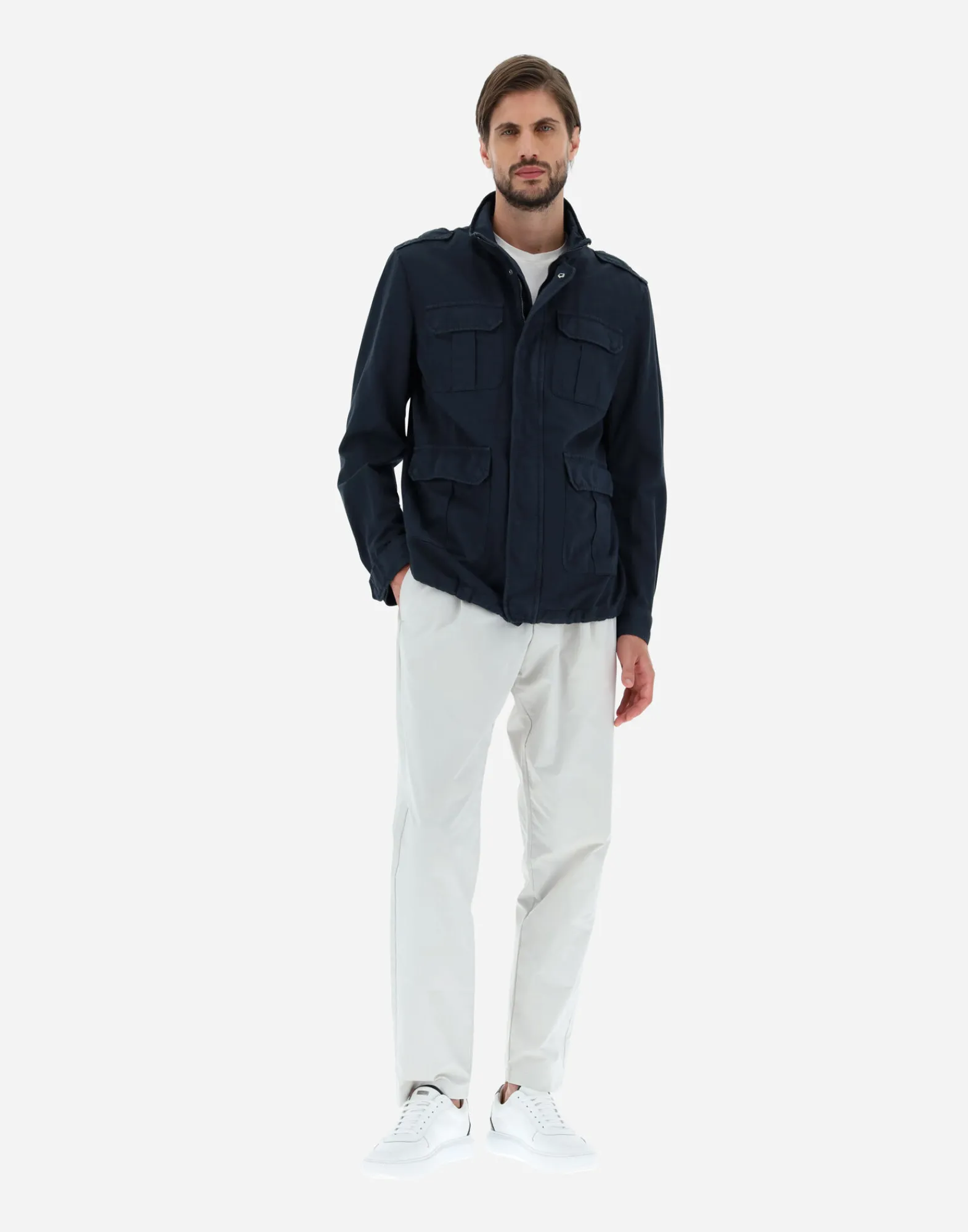Herno Feldjacke-Feldjacke Aus Stuckgefarbtem Leinen & Baumwolle