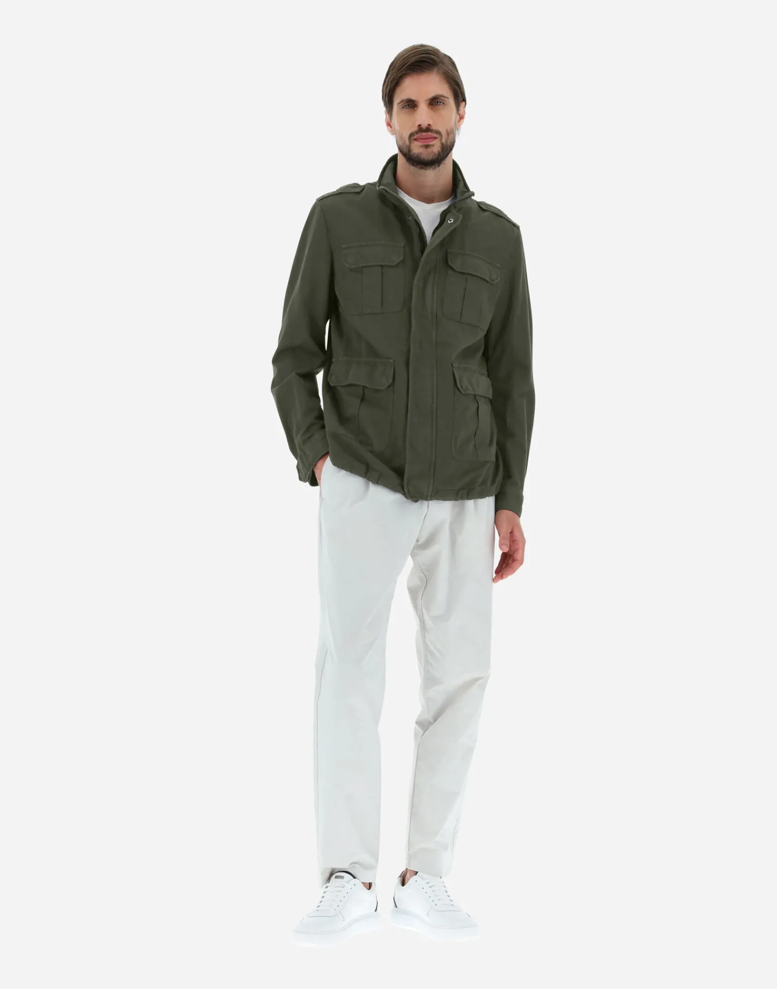 Herno Feldjacke-Feldjacke Aus Stuckgefarbtem Leinen & Baumwolle