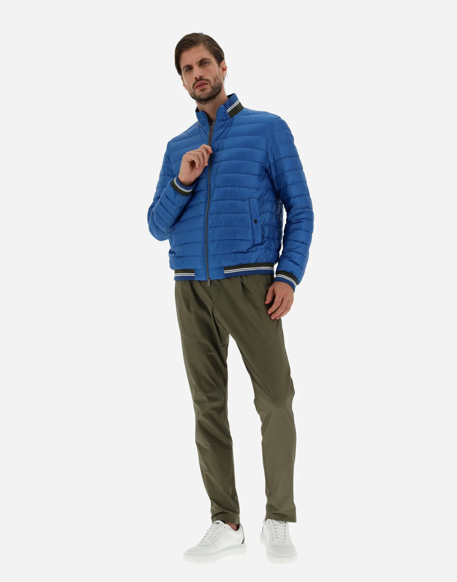 Herno Kurze Daunenjacken-Gestrickte Bomberjacket Aus Nylon Ultralight