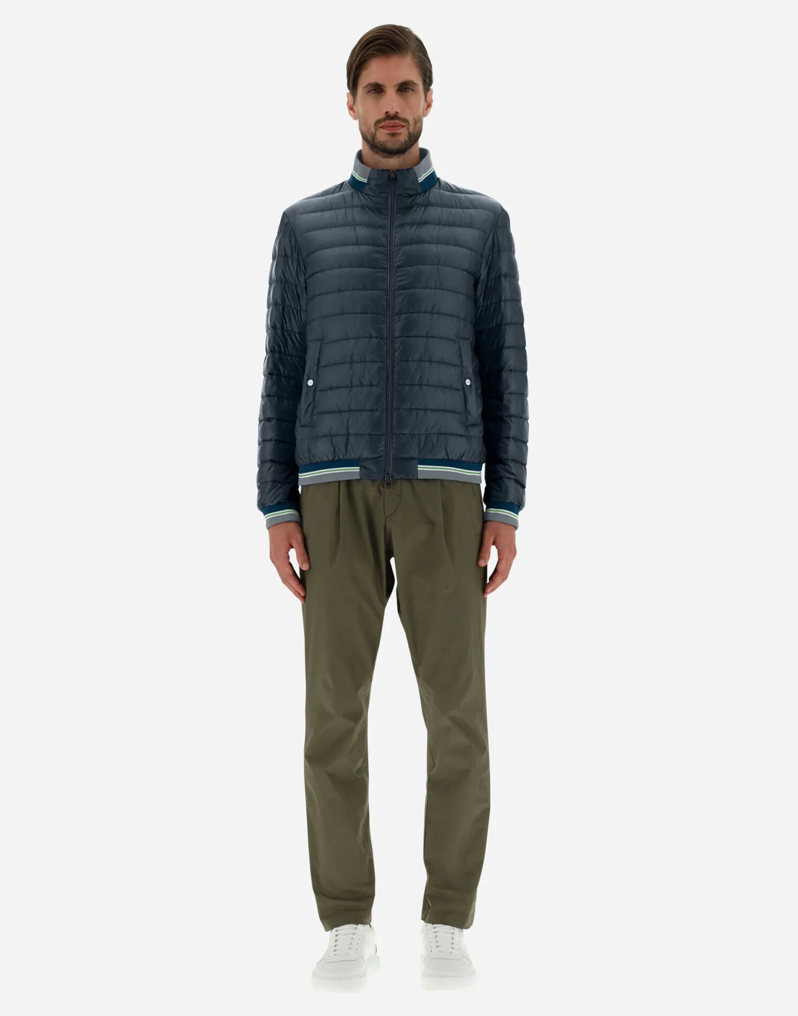 Herno Kurze Daunenjacken-Gestrickte Bomberjacket Aus Nylon Ultralight