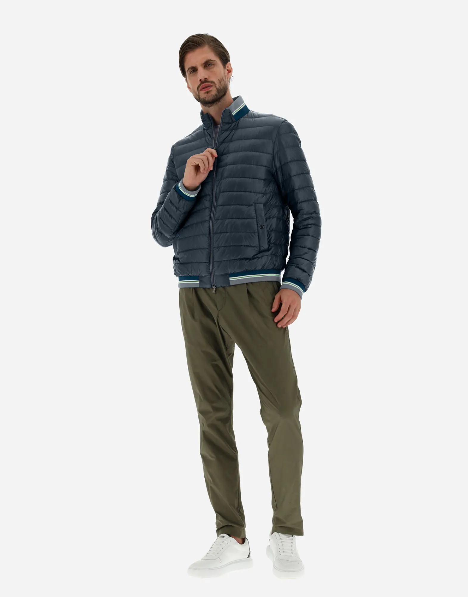 Herno Kurze Daunenjacken-Gestrickte Bomberjacket Aus Nylon Ultralight