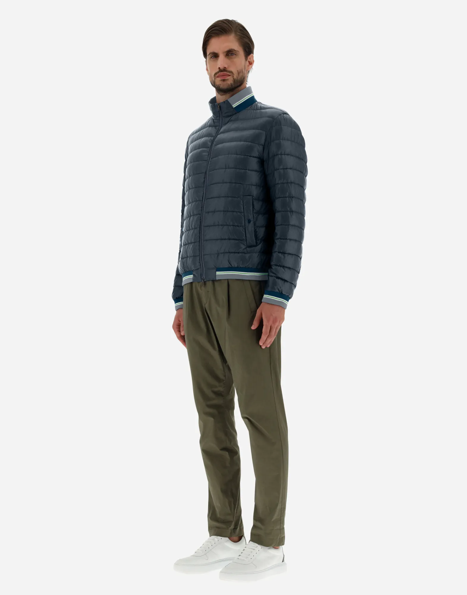 Herno Kurze Daunenjacken-Gestrickte Bomberjacket Aus Nylon Ultralight