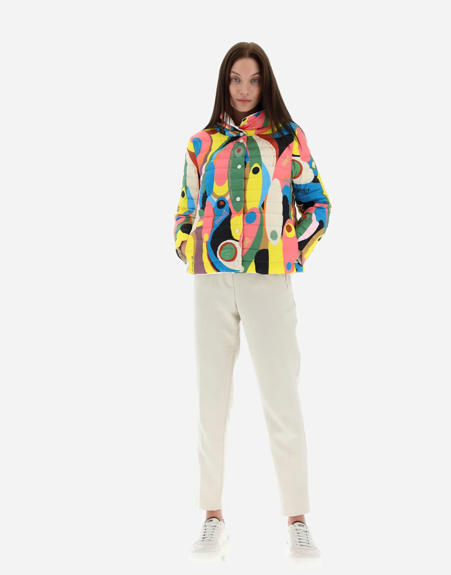 Herno Kurze Daunenjacken-Globe Bomberjacke Aus ‘60 Cycle Reversibler Ecoage